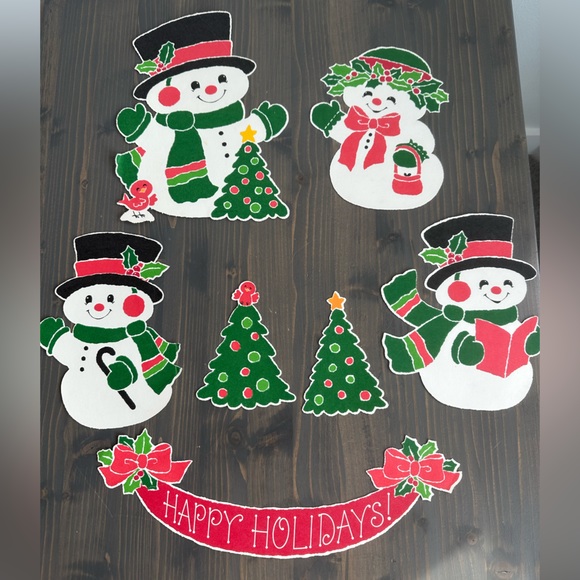Vintage die cut snowman family 
7 pieces - Picture 1 of 9
